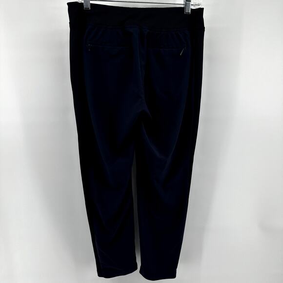 Athleta Brooklyn Mid Rise Ankle Pants Tapered Pocket Rib Knit Trim Navy Blue 8P - Picture 6 of 6